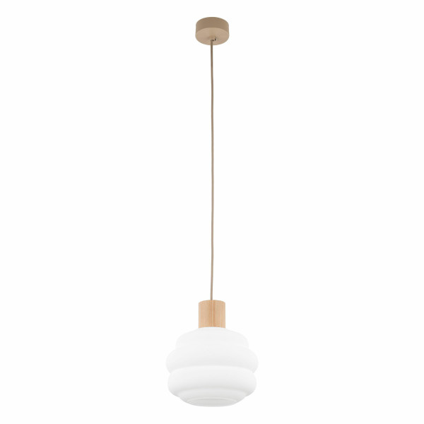 Lampa wisząca MELIA beżowa-biała drewno-metal-szkło E27 150 cm 1068216