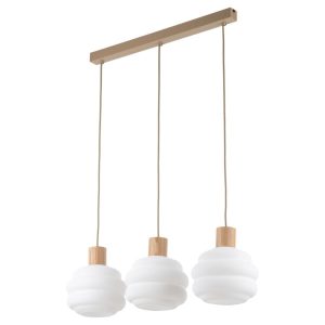 Lampa wisząca MELIA beżowa-biała szkło-drewno-metal 3xE27 125 cm 1068222 Lampa wisząca MELIA beżowa-biała szkło-drewno-metal 3xE27 125 cm 1068222