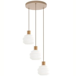 Lampa wisząca MELIA beżowy-biały drewno szkło E27 145 cm 1068226 Lampa wisząca MELIA beżowy-biały drewno szkło E27 145 cm 1068226