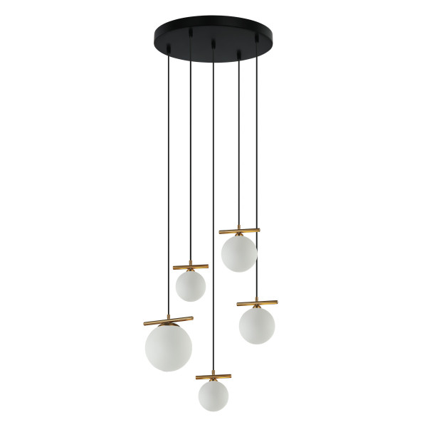 Lampa wisząca Merseta białe kule brąz antyczny 5xE14x65W IP20 Italux 989860