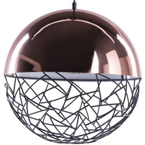 Lampa wisząca metalowa kula miedziana 60613