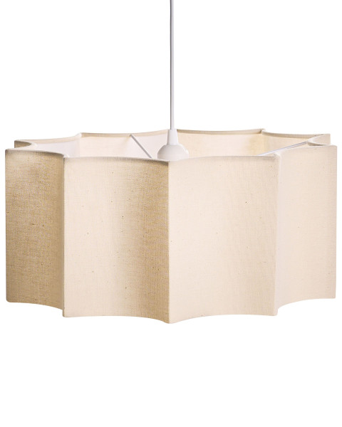 Lampa wisząca metalowa materiałowy abażur biel i jasny beż 825285