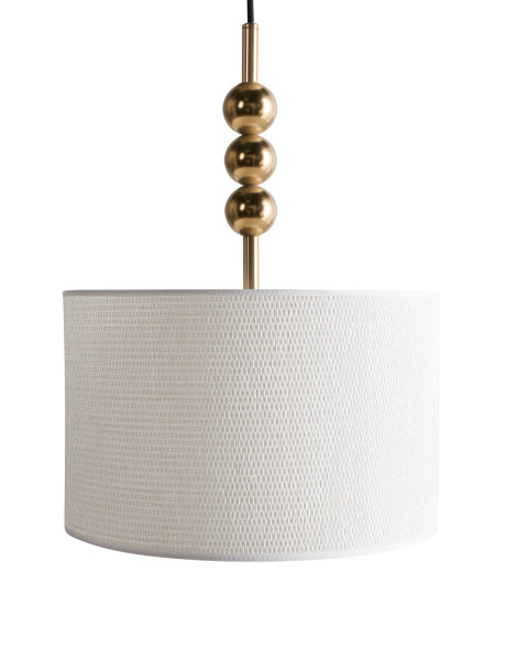 Lampa wisząca metalowa z materiałowym kloszem mosiężna 806360