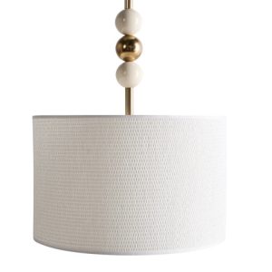 Lampa wisząca metalowa z materiałowym kloszem mosiężna z beżem 806361