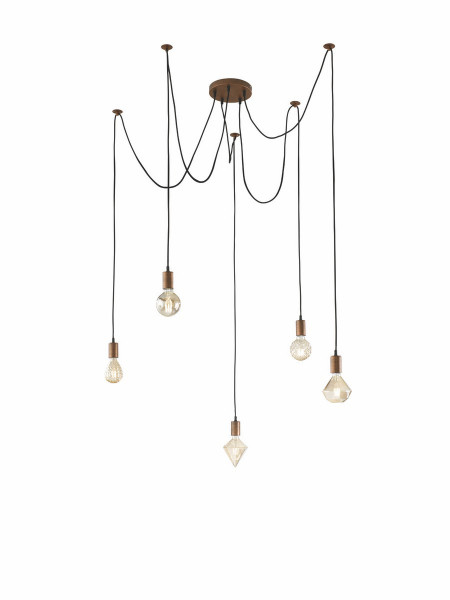 Lampa wisząca miedziana CORD 5xE27x60W wym: 150x18x18 cm Trio 856406