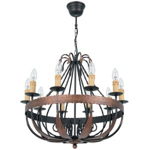 Lampa wisząca miedziana patyna-czarna Loara 10xE14x15W Luminex 845278 Lampa wisząca miedziana patyna-czarna Loara 10xE14x15W Luminex 845278