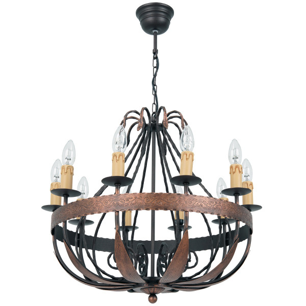 Lampa wisząca miedziana patyna-czarna Loara 10xE14x15W Luminex 845278