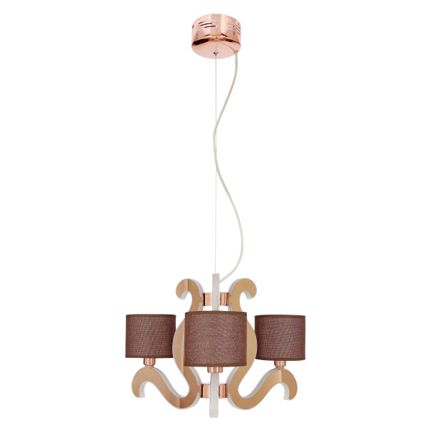 Lampa wisząca miedziano-brązowa-biała AMBROSIA 3xE14x40W Candellux 360481