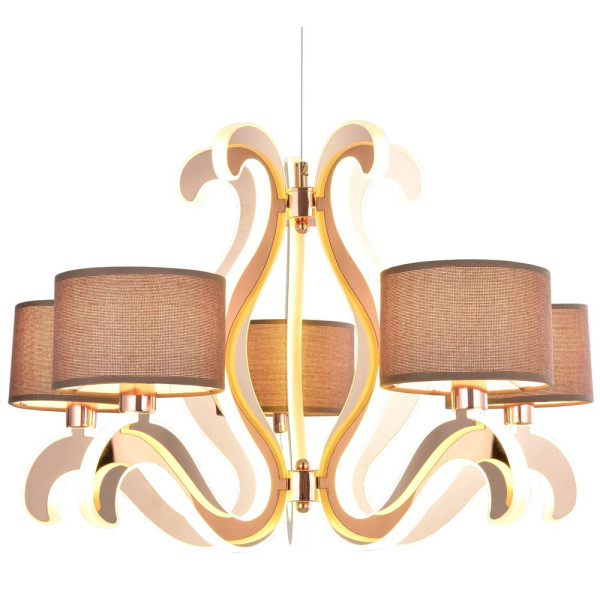Lampa wisząca miedziano-brązowa-biała AMBROSIA 5xE14x40W Candellux 361832