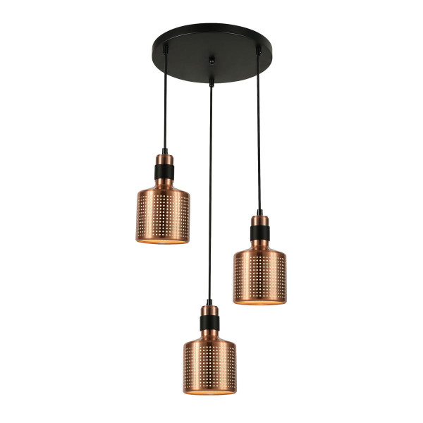 Lampa wisząca miedziano-czarna Restenza 3xE27x40W wym: 100x38x38 cm Italux 854222