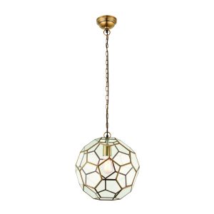 Lampa wisząca MIELE sześciokątne panele antyczny mosiądz 1xE27x40W Endon 991264 Lampa wisząca MIELE sześciokątne panele antyczny mosiądz 1xE27x40W Endon 991264