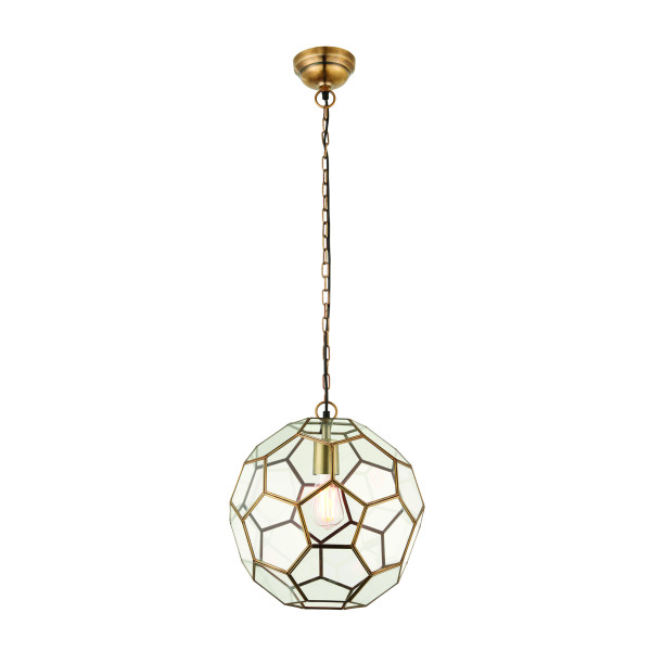 Lampa wisząca MIELE sześciokątne panele antyczny mosiądz 1xE27x40W Endon 991264