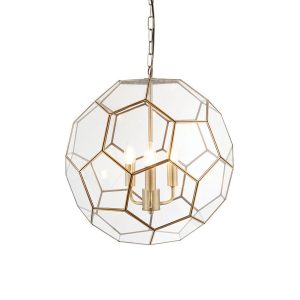Lampa wisząca MIELE sześciokątne panele antyczny mosiądz 3xE14x15W Endon 991272 Lampa wisząca MIELE sześciokątne panele antyczny mosiądz 3xE14x15W Endon 991272