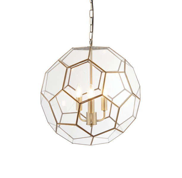 Lampa wisząca MIELE sześciokątne panele antyczny mosiądz 3xE14x15W Endon 991272