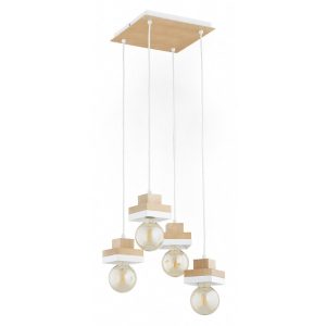 Lampa wisząca MIKO drewniane elementy biała 4xE27x15W IP20 Alfa 1025258 Lampa wisząca MIKO drewniane elementy biała 4xE27x15W IP20 Alfa 1025258