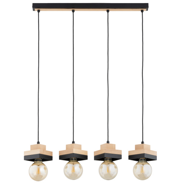 Lampa wisząca MIKO drewniane elementy czarna 4xE27x15W IP20 Alfa 1025408