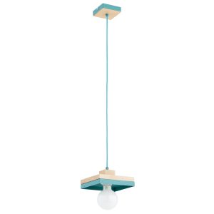 Lampa wisząca MIKO drewniane elementy niebiesko-turkusowa 1xE27x15W Alfa 1025354 Lampa wisząca MIKO drewniane elementy niebiesko-turkusowa 1xE27x15W Alfa 1025354