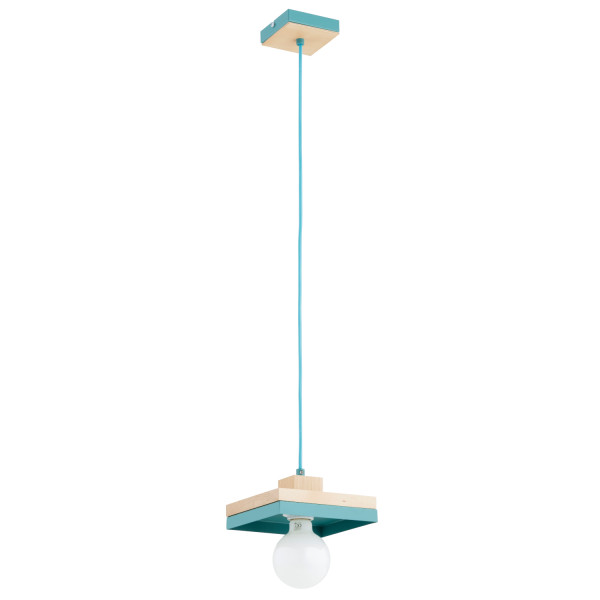Lampa wisząca MIKO drewniane elementy niebiesko-turkusowa 1xE27x15W Alfa 1025354