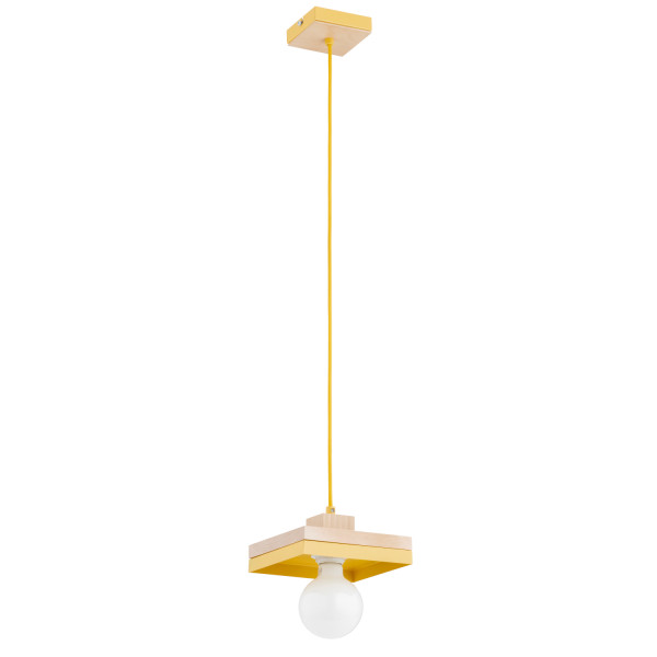 Lampa wisząca MIKO drewniane elementy żółto-pomarańczowa 1xE27x15W Alfa 1025257