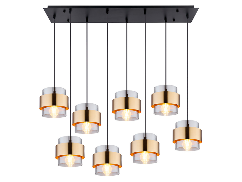 Lampa wisząca Milley 8-punktowa szklana transparentna 53492