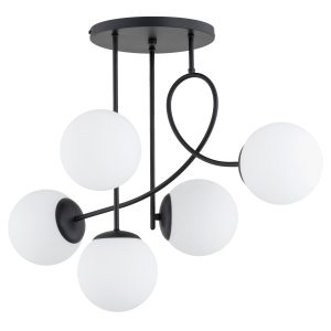 Lampa wisząca MODERN białe kule czarna 5xE14x10W wym:54x44x72cm IP20 Alfa 1019182 Lampa wisząca MODERN białe kule czarna 5xE14x10W wym:54x44x72cm IP20 Alfa 1019182