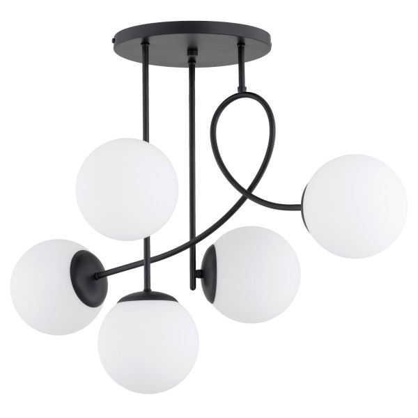 Lampa wisząca MODERN białe kule czarna 5xE14x10W wym:54x44x72cm IP20 Alfa 1019182
