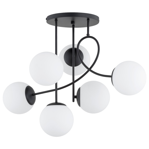 Lampa wisząca MODERN białe kule czarna 6xE14x10W wym:54x44x72cm IP20 Alfa 1019015