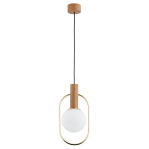 Lampa wisząca MODI jasne drewno-biała-złota 1xE14x10W IP20 Alfa 986256 Lampa wisząca MODI jasne drewno-biała-złota 1xE14x10W IP20 Alfa 986256