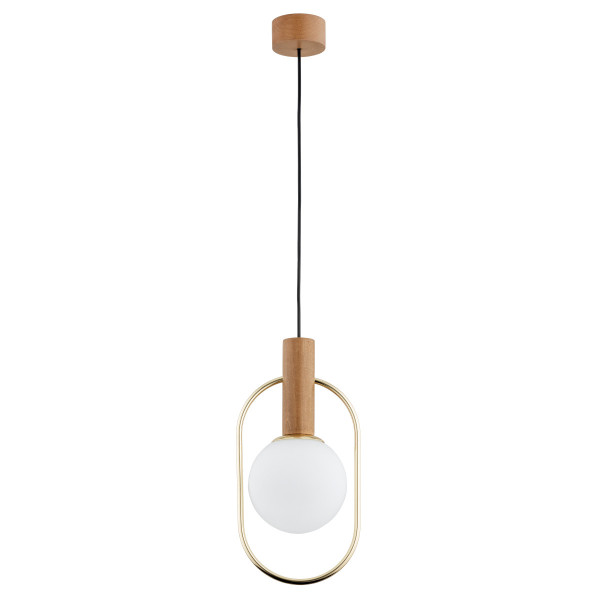 Lampa wisząca MODI jasne drewno-biała-złota 1xE14x10W IP20 Alfa 986256