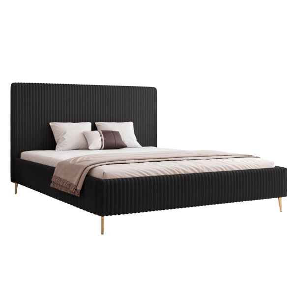 Łóżko tapicerowane SUAVE 200 x 200 cm WYSOKIE NOGI granatowy sztruks 850671