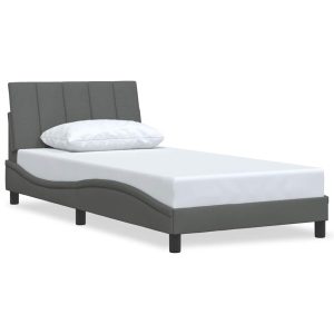Łóżko Tapicerowane Szara Tkanina Rama Łóżka Ze Stelażem 100×200 cm 812041 Łóżko Tapicerowane Szara Tkanina Rama Łóżka Ze Stelażem 100×200 cm 812041