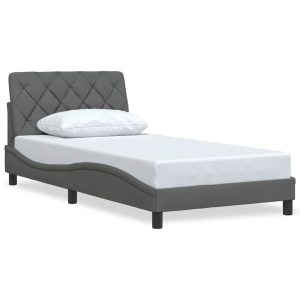 Łóżko Tapicerowane Szara Tkanina Rama Łóżka Ze Stelażem 100×200 cm 811948 Łóżko Tapicerowane Szara Tkanina Rama Łóżka Ze Stelażem 100×200 cm 811948