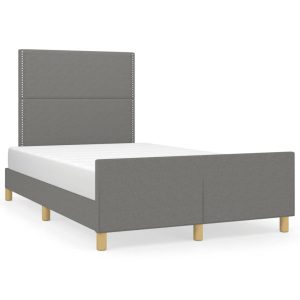 Łóżko Tapicerowane Szara Tkanina Rama Łóżka Ze Stelażem 120×190 cm 812051 Łóżko Tapicerowane Szara Tkanina Rama Łóżka Ze Stelażem 120×190 cm 812051