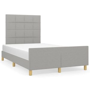Łóżko Tapicerowane Szara Tkanina Rama Łóżka Ze Stelażem 120×190 cm 811955 Łóżko Tapicerowane Szara Tkanina Rama Łóżka Ze Stelażem 120×190 cm 811955