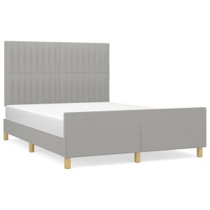Łóżko Tapicerowane Szara Tkanina Rama Łóżka Ze Stelażem 140×190 cm 812029 Łóżko Tapicerowane Szara Tkanina Rama Łóżka Ze Stelażem 140×190 cm 812029