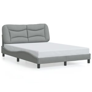 Łóżko Tapicerowane Szara Tkanina Rama Łóżka Ze Stelażem 140×190 cm 812075 Łóżko Tapicerowane Szara Tkanina Rama Łóżka Ze Stelażem 140×190 cm 812075