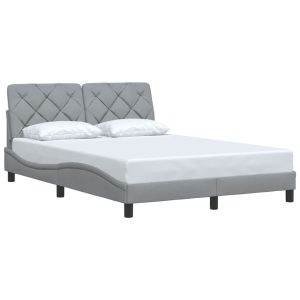 Łóżko Tapicerowane Szara Tkanina Rama Łóżka Ze Stelażem 140×190 cm 812079 Łóżko Tapicerowane Szara Tkanina Rama Łóżka Ze Stelażem 140×190 cm 812079