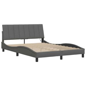 Łóżko Tapicerowane Szara Tkanina Rama Łóżka Ze Stelażem 140×190 cm 822373 Łóżko Tapicerowane Szara Tkanina Rama Łóżka Ze Stelażem 140×190 cm 822373
