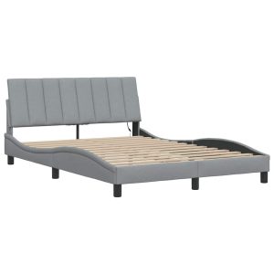 Łóżko Tapicerowane Szara Tkanina Rama Łóżka Ze Stelażem 140×190 cm 822436 Łóżko Tapicerowane Szara Tkanina Rama Łóżka Ze Stelażem 140×190 cm 822436