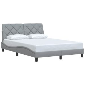Łóżko Tapicerowane Szara Tkanina Rama Łóżka Ze Stelażem 140×200 cm 811992 Łóżko Tapicerowane Szara Tkanina Rama Łóżka Ze Stelażem 140×200 cm 811992