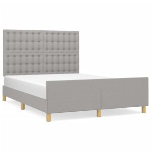 Łóżko Tapicerowane Szara Tkanina Rama Łóżka Ze Stelażem 140×200 cm 812031 Łóżko Tapicerowane Szara Tkanina Rama Łóżka Ze Stelażem 140×200 cm 812031