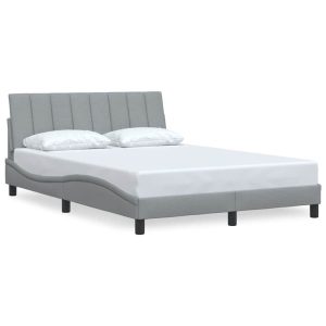 Łóżko Tapicerowane Szara Tkanina Rama Łóżka Ze Stelażem 140×200 cm 811951 Łóżko Tapicerowane Szara Tkanina Rama Łóżka Ze Stelażem 140×200 cm 811951