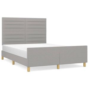 Łóżko Tapicerowane Szara Tkanina Rama Łóżka Ze Stelażem 140×200 cm 812034 Łóżko Tapicerowane Szara Tkanina Rama Łóżka Ze Stelażem 140×200 cm 812034