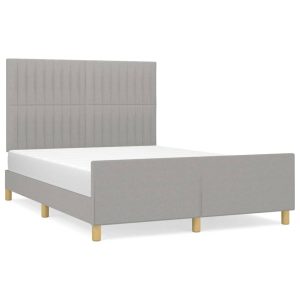 Łóżko Tapicerowane Szara Tkanina Rama Łóżka Ze Stelażem 140×200 cm 812230 Łóżko Tapicerowane Szara Tkanina Rama Łóżka Ze Stelażem 140×200 cm 812230