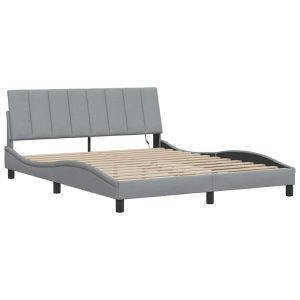 Łóżko Tapicerowane Szara Tkanina Rama Łóżka Ze Stelażem 160×200 cm 822376 Łóżko Tapicerowane Szara Tkanina Rama Łóżka Ze Stelażem 160×200 cm 822376