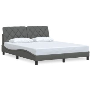 Łóżko Tapicerowane Szara Tkanina Rama Łóżka Ze Stelażem 160×200 cm 811979 Łóżko Tapicerowane Szara Tkanina Rama Łóżka Ze Stelażem 160×200 cm 811979