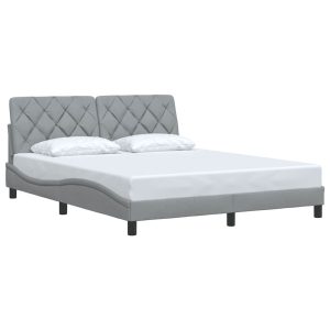 Łóżko Tapicerowane Szara Tkanina Rama Łóżka Ze Stelażem 160×200 cm 812008 Łóżko Tapicerowane Szara Tkanina Rama Łóżka Ze Stelażem 160×200 cm 812008