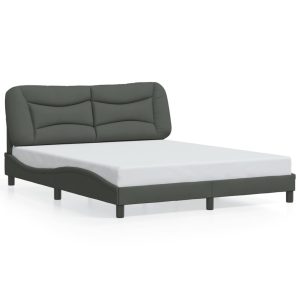 Łóżko Tapicerowane Szara Tkanina Rama Łóżka Ze Stelażem 160×200 cm 812076 Łóżko Tapicerowane Szara Tkanina Rama Łóżka Ze Stelażem 160×200 cm 812076