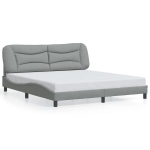 Łóżko Tapicerowane Szara Tkanina Rama Łóżka Ze Stelażem 180×200 cm 811990 Łóżko Tapicerowane Szara Tkanina Rama Łóżka Ze Stelażem 180×200 cm 811990