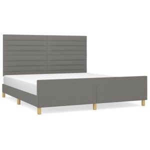 Łóżko Tapicerowane Szara Tkanina Rama Łóżka Ze Stelażem 180×200 cm 812058 Łóżko Tapicerowane Szara Tkanina Rama Łóżka Ze Stelażem 180×200 cm 812058
